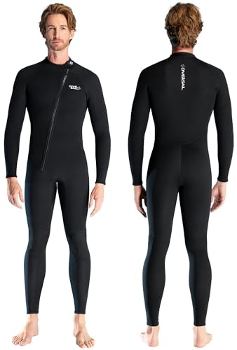 Neoprenanzug 3mm Vollständiger Neoprenanzug Herren Neopren Tauchanzüge Sretch Langarm warm halten Vorderer Reißverschluss Erwachsene Tauchanzüge für Tauchen Schnorcheln Surfen L Größe