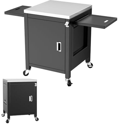 GFTIME Grillwagen 140x65x89cm Outdoor Küchenwagen, Tragbarer Servierwagen mit 2 Klappbarer Beistelltisch, Grilltisch für Onni Pizzaöfen, außenküche für Ninja Woodfire und Weber Q Serie, outdoorküche