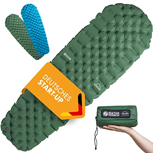 NATURBUMMLER Isomatte Ultraleicht [590g] Aufblasbare Luftmatratze Camping (195x56cm) – wetterfest & faltbar – für Trekking Wandern Festival Reisen
