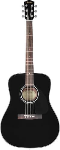 Fender CD-60 Dreadnought V3 DS Akustikgitarre, Walnussgriffbrett, Schwarz, Inklusive kostenloser virtueller Kurse auf Fender Play