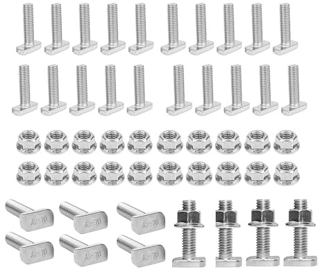Zehaokay Hammerkopfschrauben M10 x 25,20 StückHammerkopfschrauben-Set,Flanschmuttern Hammerkopfschrauben Set für Ankerschienenschrauben,Gewächshaus Edelstahl Photovoltaik Solar Montage M10)