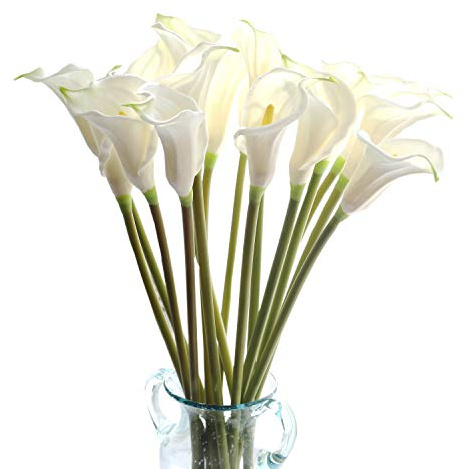 cn-Knight Künstliche Blume, 66 cm Langer Stiel, Calla-Lilie, Kunst, Polyurethan, Blumen, für Hochzeit, Brautstrauß, Brautjungfer, Heimdekoration, Büro, Babyparty, Tafelaufsatz (weiß)