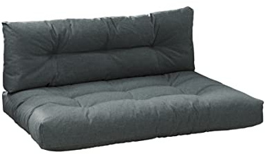 Traumnacht Outdoor Palettenauflagen 2er Set (Sitz + Rücken), Palettenkissen für Palettenmöbel & Palettensofa, bequemes Gartenpolster, anthrazit