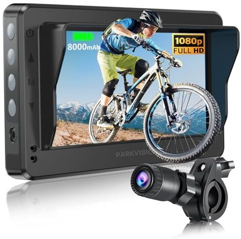 PARKVISION Fahrradkamera mit 4,3 HD-Nachtsicht & 8000mAh Akku, IP67 Wasserdicht, Anti-Diebstahl & Schnellmontage für E-Bike, Mountainbike und Citybike