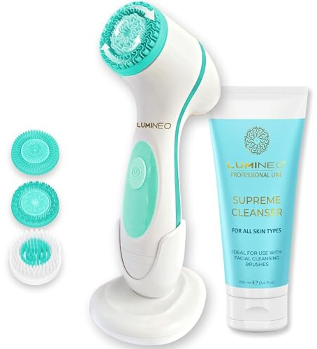 Lumineo Gesichtsreinigungsbürste mit Reinigungsgel, zur Poren- Peeling- und Mitesserreinigung, elektrische USB Gesichtsbürste für sanfte Tiefenreinigung (türkis (normale Haut))