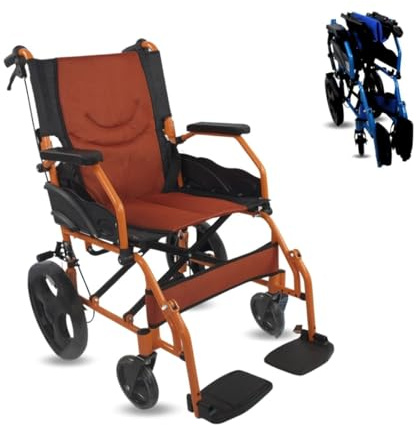 Mobiclinic®, Rollstuhl, Klappbar, Leichtgewicht, Sitz 46 cm, Zwei bremssysteme, Klappbare rückenlehne, Aluminium, Fußstützen, Modell pirámide, Kleine räder, Feste armlehnen