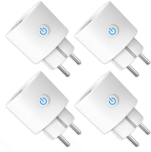 Alexa Steckdose WLAN mit Strommessung 16A ANTELA Smart Steckdose kompatibel mit Google Home, Stromverbrauch Messen, Smart Life APP, 2,4GHz, 4 PCs