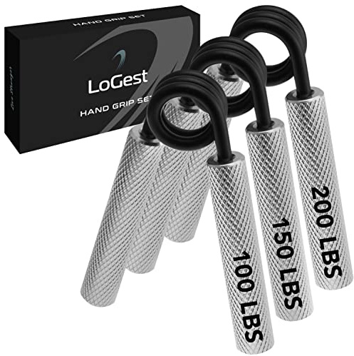 Logest Metallgriff-Set, 100-200 Pfund, 3er-Pack, 50–200 Pfund, 4er-Pack, robuste rutschfeste Griffverstärker mit Geschenkbox, großer Trainer