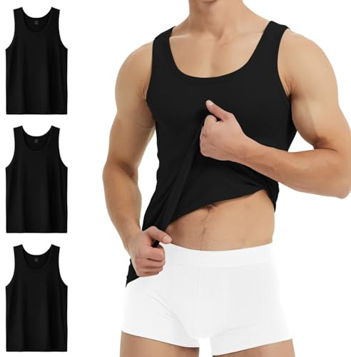 YouShow Unterhemd Herren 3/5er Pack 100% Baumwolle Tank Top | Ideal als Unterhemd oder Oberteil tragbar, atmungsaktiv, angenehmer Sitz, etikettloses Design, für Alltag und Freizeit