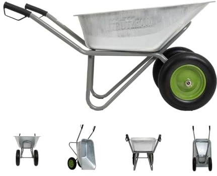 TRUTZHOLM 2-Rad Schubkarre 150L 150kg | stabile Gartenkarre Baukarre kippsicher | verzinkte Wanne | pannensichere PU-Räder | pulverbeschichteter Stahlrahmen | Sicherheitsgriffe | Zweirad