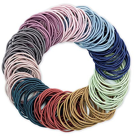 Hanyousheng Haargummis Mädchen, Ohne Metall Haargummis Mehrfarbig haarbänder, 200 Stück Haarbänder Elastisch Stirnband, 2 mm Elastisch Stirnband für Mädchen Mann Frauen