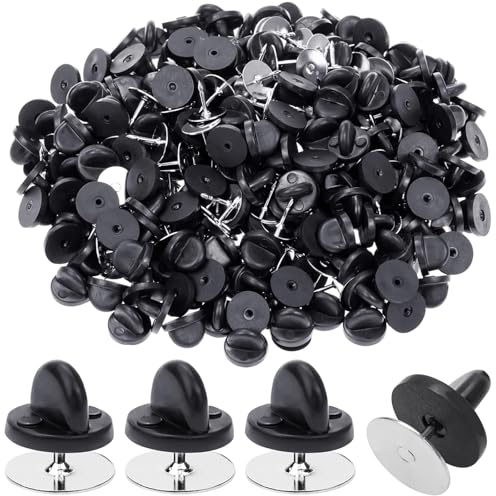 50 Paar Anstecker Pin Backings,Tie Tack Pin Backs mit Blank Pins 10mm Gummi Tie Tack Pin Butterfly Pin Back Metall Butterfly Clutch Schmetterling Clutch für Schmuckherstellung und Handwerk