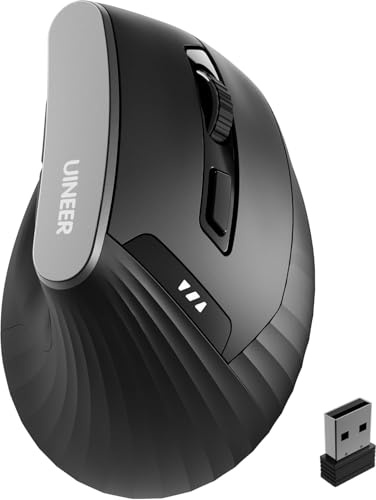 Vertikale maus kabellos, 2,4G ergonomische maus mit Akkuanzeige, 4 Stufen DPI, computermaus für Bequemlichkeit und Verringerung der Handgelenkspannung, Ideal für den Gebrauch zu Hause,Büro(Schwarz)