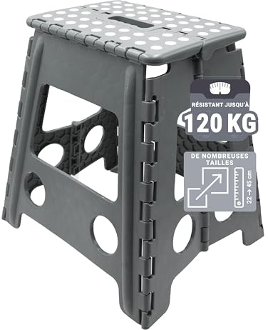 ZOLLNER Tritthocker faltbar - Klapphocker für Kinder und Erwachsene bis 120kg - Anti-Rutsch-Beschichtung - mit praktischem Tragegriff - extrem leicht - 39 cm hoch - Kunststoff - anthrazit