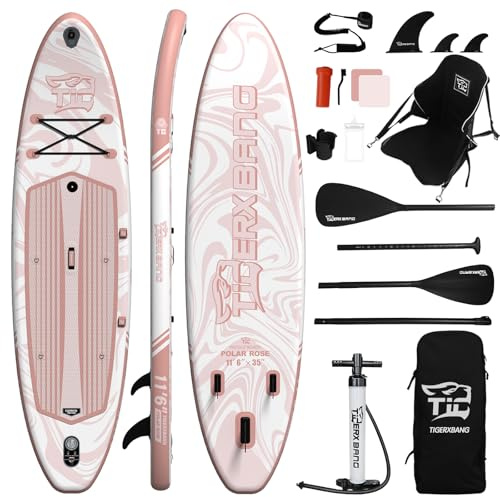 TIGERXBANG Aufblasbares Stand Up Paddle Board Mit Paddleboard Zubehör, Minimalistisches Paddleboard für Erwachsene und Jugendliche Aller Könnensstufen