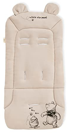 hauck Disney Sitzauflage für Buggys Kinderwagen & Fahrradanhängern aus Atmungsaktiver, Weicher Baumwolle, Einfache Befestigung, für Sommer & Winter (Pushchair Seat Liner, Winnie the Pooh Beige)
