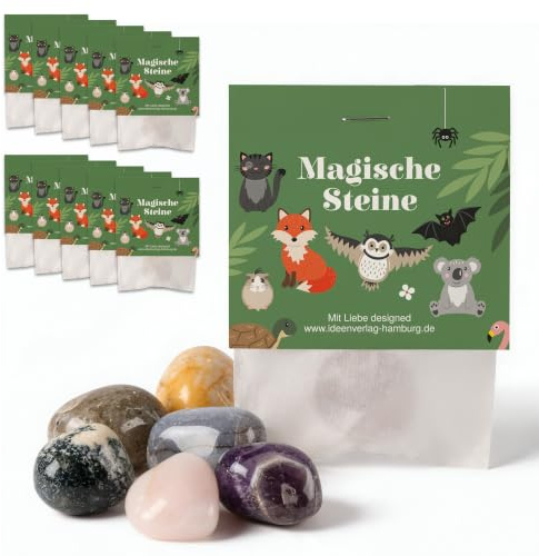 10x Magische Steine Glückssteine für Kinder – Mitgebsel für Kindergeburtstag – Glücksbringer Stein - Geburtstagmitbringsel – Gastgeschenk Kinder Geburtstag – Glücksstein Mitbringsel