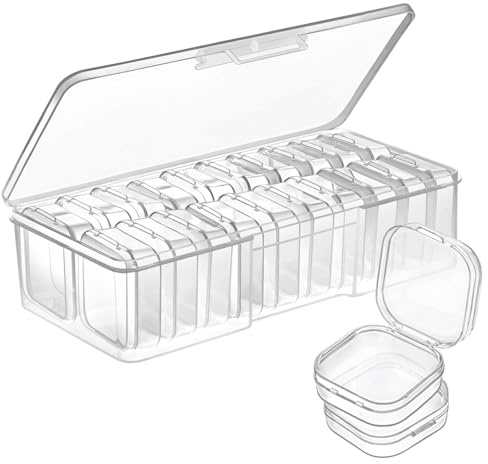 Qualsen Sortierboxen für Kleinteile, 20 Stück, 3.5 x 3.5 x 1.8 cm | Diamond Painting Zubehör Boxen Mit Deckel, Mini Bügelperlen Aufbewahrung Sortierbox für Kleinteile, Nägel, Strass, Perlen DIY
