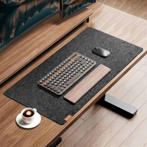 shinfly Schreibtischunterlage Filz 80x40cm,Rutschfeste Mousepad Dunkelgrau | Filzunterlage Schreibtisch Unterlage, Office-Desktopschutz, Tastatur Unterlage, Schreibtischmatte für Büro & Homeoffice