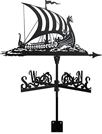 Shot Case Wetterfahne aus Segelschiff Piratenschiff Wikinger-Kriegsschiff Windanzeiger aus Edelstahl zur Dekoration im Außenbereich für den Außenbereich