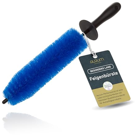 Aurum-Performance® Felgenbürste Auto 42 cm lang zur effektiven Autopflege | Profi Felgen-Bürste zur schonenden Reinigung - Wheel Brush Felgenreiniger, Alufelgen Reinigungsbürste für alle Felgentypen