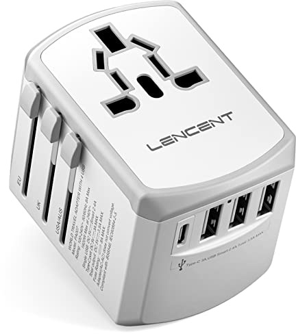 LENCENT Reiseadapter Weltweit, Universal Reisestecker Weltreise Adapter mit 2 USB A und 2 USB C, Internationaler Steckdosenadapter für Japan Thailand USA England Australien(Typ A/B/G/I/D/I/L/M/N)