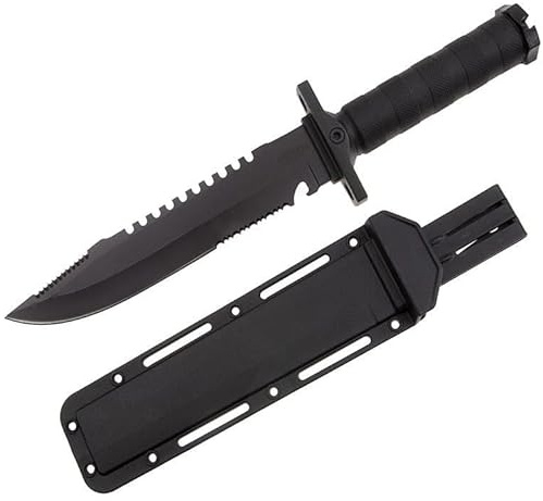 KS-11 Knife Outdoor Messer 35cm Länge - Bushcraft Messer mit rutschfesten Griff perfekt als Gürtelmesser - Schnitzmesser oder Jagdmesser incl. Kunststoffholster