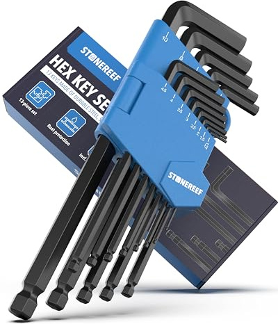 Innensechskantschlüssel Set 13tlg. [inkl. Kugelkopf] - 1,27-10mm, Sechskantschlüssel Handwerkzeug Set für Handwerker, Winkelschlüsselsatz