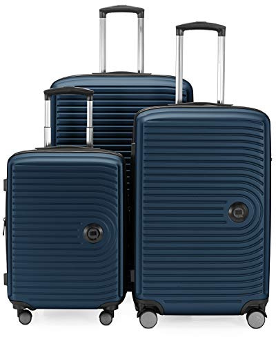 Hauptstadtkoffer Mitte - 3er Kofferset - Handgepäckskoffer 55 cm, mittelgroßer Koffer 68 cm + großer Reisekoffer 77 cm, Hartschale ABS, TSA, Dunkelblau