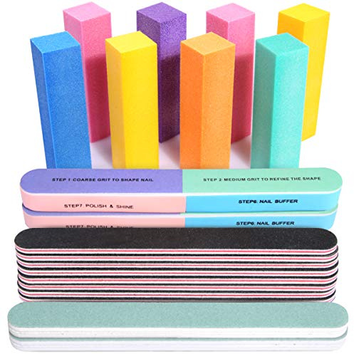 FANDAMEI 20 Stücke Buffer für Nägel, Nagelfeilen Für Gelnägel, Profi Nagelfeile 100/180, Polierfeile Fingernägel, Feilen Für Gelnägel, Maniküre & Pediküre Set