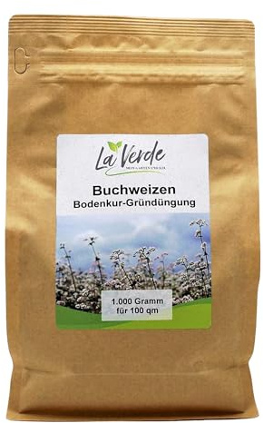 La Verde MEIN GARTEN UND ICH. Buchweizen Samen 750 Gramm für ca. 75 m², Bodenkur, einjährige Gründüngung, schnellwachsend, Saatgut ohne Gentechnik