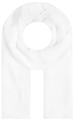 Majea Tuch Lima schmal geschnittenes Damen-Halstuch leicht uni einfarbig dünn unifarben Schal weich Sommerschal Übergangsschal, Weiß, 180cm x 50cm