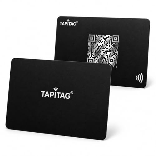 TAPiTAG PVC Digitale Visitenkarte - Kein Abonnement erforderlich - Kontaktlose Karte mit NFC, QR und Online-Profil für Netzwerk- und Geschäftsveranstaltungen (Shwarz)