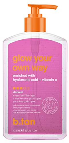 b.tan Transparentes Selbstbräunungsgel | Glow Your Own Way – Nicht Abfärbend, Schnell Trocknend, Ultra-Dunkle Graduelle Sonnenlose Selbstbräunungslotion, Kein Künstlicher Selbstbräunergeruch