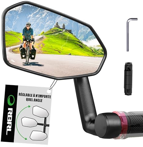 RBRL Fahrradspiegel, Nicht Leicht Zu Blockierender Übergroßer Rückspiegel, Bruchfest & Langlebig, 360° Verstellbar für E-Bike (Links)