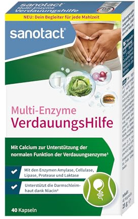 sanotact VerdauungsHilfe Kapseln • Bei Blähbauch, Blähungen, Völlegefühl Verdauungstabletten für unterwegs • Unterstützung der Verdauung.