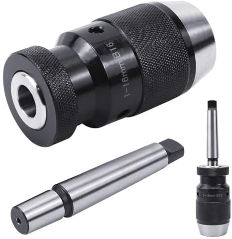 Schnellspannbohrfutter B16 Bohrfutter 1-16 mm, mit Mk2 Kegeldorn Präzisionsbohrfutter, für Drehbank-Bohrfutter Festziehen,Drehmaschine Bohrmaschine Mk2