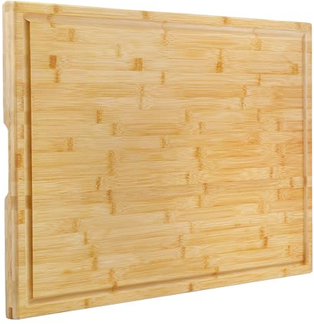 Utoplike Extra großes Schneidebrett 76.2 x 50.7 x 2.5cm, Bambus-Schneidebretter für Küche, XL Big Butcher Block Schneidebrett mit Saftrillen