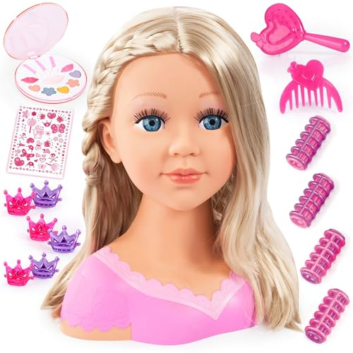 Bayer Design B2890088 90088AA Charlene Super Model Styling Head, Schminkkopf, Frisierkopf inklusiv Kosmetik und Zubehör, Blond, xx