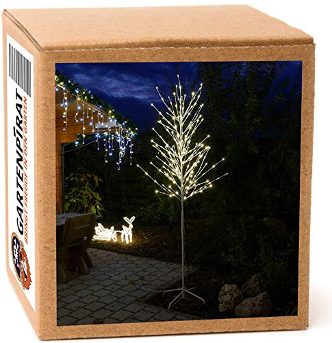 Gartenpirat LED-Baum Birke 240 cm mit 240 LEDs warmweiß | Lichterbaum in Birkenoptik | Dekobeleuchtung für innen & außen