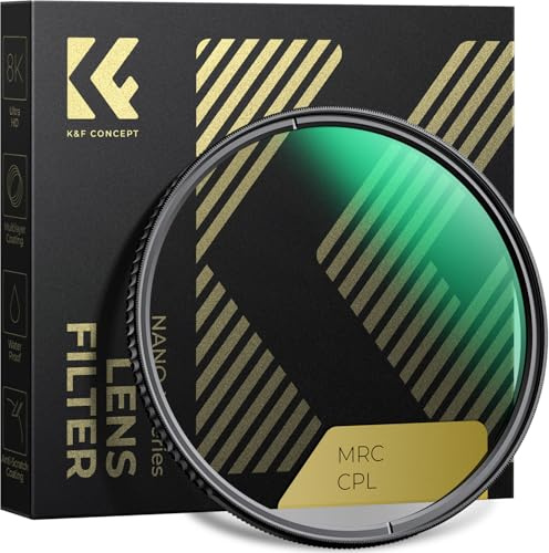 K&F CONCEPT Polfilter 77mm CPL für tiefere Farben, Reduzierung von Blendung und Reflexionen, Mehrfach beschichtet, schützt vor Staub, Schmutz und Kratzern (Nano-Xcel)