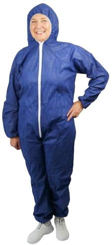 ARNOMED 1x Schutzanzug Einweg XXL, Einwegoverall, Einweganzug, Einweg Maleranzug & Lackieranzug, Staubschutzanzug, Maleroverall & Asbest Glaswolle Schutzanzug, Einmalanzug Blau