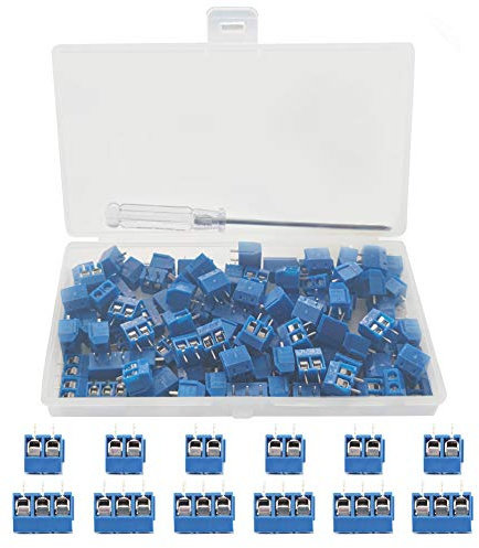 YIXISI 100 Stücke 5mm 2-Pin / 3-Pin PCB Mount Screw Terminal Block, Schraubklemme Steckverbinder, für Arduino (2-Pin 80 Stück, 3-Pin 20 Stück)