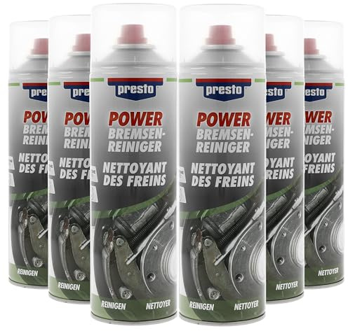 presto POWER Bremsenreiniger, kraftvoller Öl- und Fettentferner, säurefrei, sprühstark, rückstandsfrei, für Motoren, Maschinen, vielseitige Anwendungen, 500 ml
