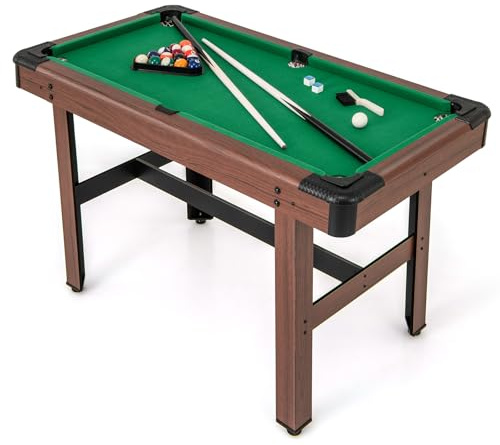 COSTWAY Billardtisch, Billlard Tisch aus Holz mit Zubehör, Pooltisch mit 2 Queues, 2 Kreiden & Dreieck & Bürste, Tischbillard Billard-Spiel für Kinder & Erwachsene, 122 x 61 x 76cm