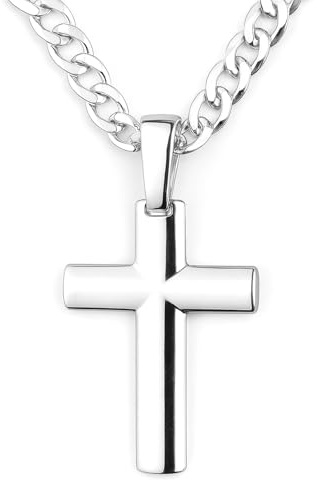 STERLL Herren Silber Hals-Kette Sterling-Silber 925 mit Kreuzanhänger Geschenk für Freund