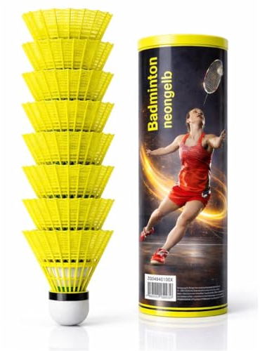 6x Federbälle gelb Badmintonbälle für Training & Wettkampf Badminton - Feder Ball Bälle Federball für Outdoor & Indoor