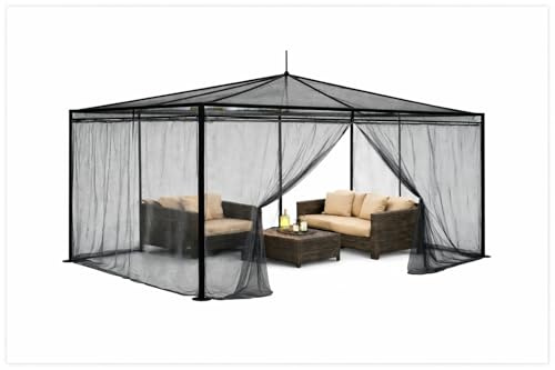 Moskitonetz für Pavillon 3x4m schwarz – Mückennetz Outdoor XL
