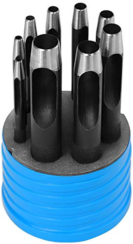 S&R Locheisen Set 3–14 mm – Stanzwerkzeug & Lochstanzer / Lochstanze für Leder, Papier & Metall – Leder Locher, Gürtellocher, Ausstanzer rund 14mm, Hole Punch & Punch Set, Leather hole punch