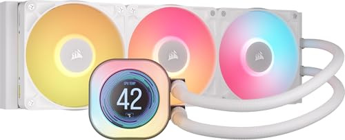 Corsair iCUE LINK Titan 360 RX LCD CPU-Flüssigkeitskühler – 360mm AIO – FlowDrive-Kühl-Engine – Intel LGA 1851/1700, AMD AM5/AM4 – 3X RX120 RGB-Lüfter – iCUE LINK-System-Hub Inbegriffen – Weiß